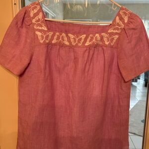 Women's Lavender  Butterfly Embroidered Top